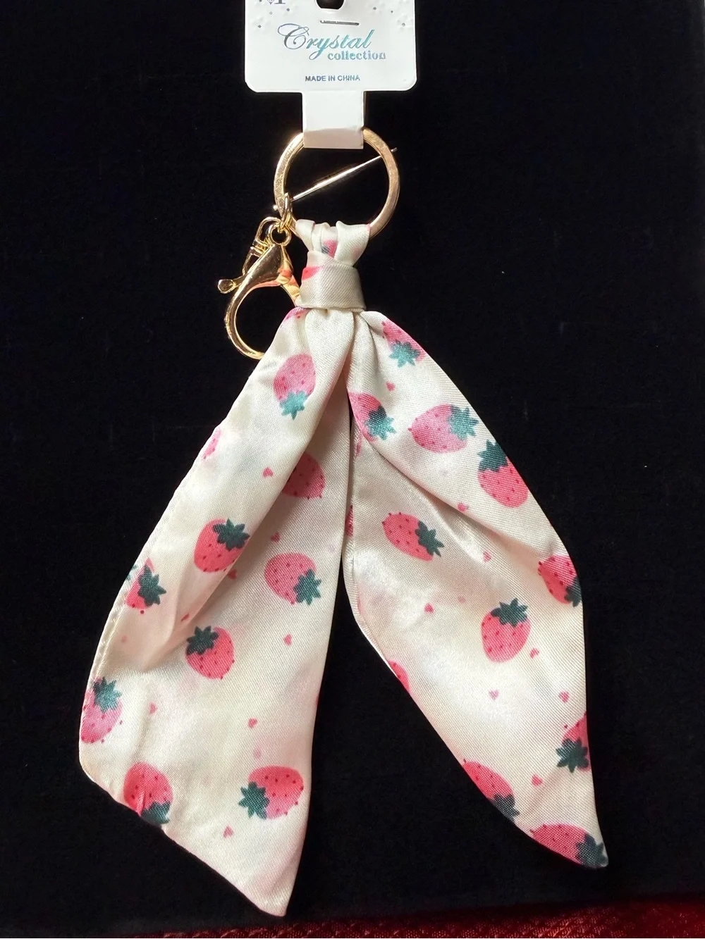 NWT Strawberry Print Scarf Keychain - Bag Charm